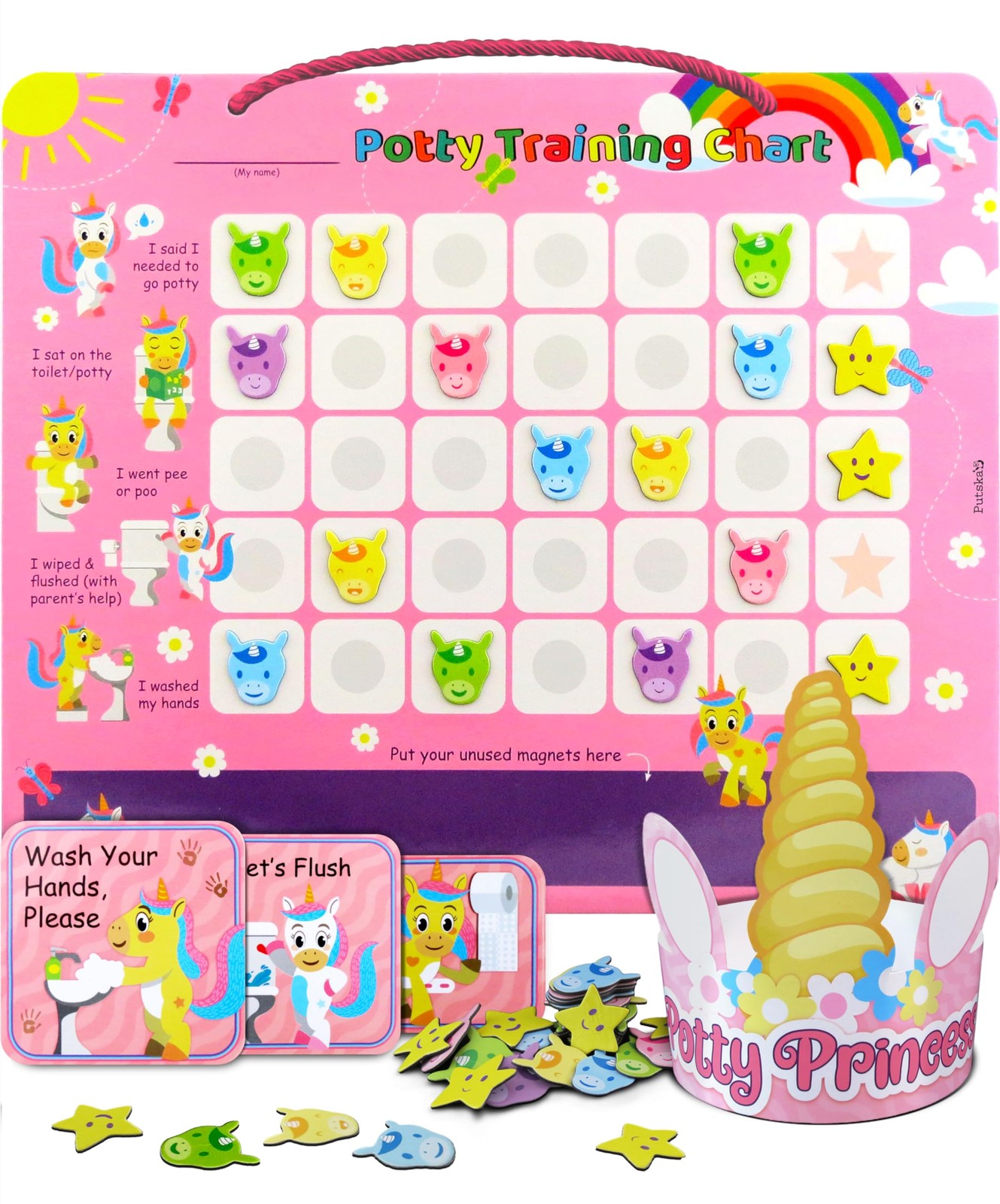 PUTSKA Potty Training Reward Chart for Girls with 35 Reusable Stickers – Pott...