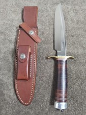 Randall Made Knives Model 1 Fighting Knife 7" Blade Stacked Leather Handle