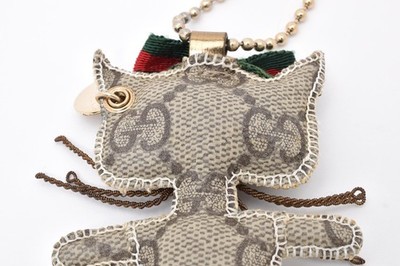 GUCCI Christina Gattori Cat Bag Charm Key ring chain GG Supreme