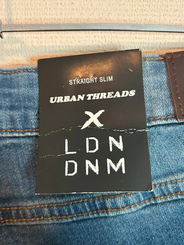 Urban Threads x LDN DNM Straight Slim Fit Mens Blue Denim Jeans W36 x L32 image 8