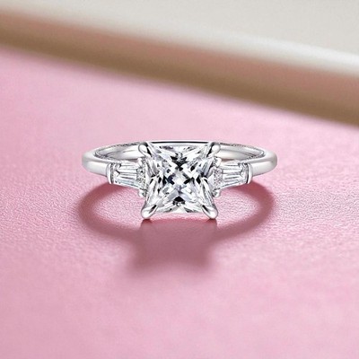 1.90 Ct Princess Cut IGI Certified Lab Grown 18K White Gold Diamond Wedding Ring