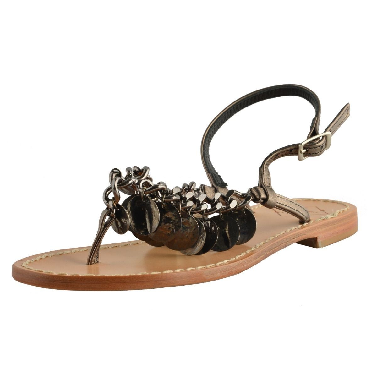 Женские босоножки на плоской подошве Emanuela Caruso Capri, украшенные металлом, Размер обуви 6, 9, 11