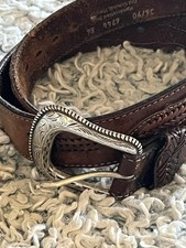 Vintage Wrangler Western Belt Leather W/Silver Concho  Silver Buckle Size 36