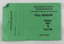 MLB 1998 05/01 Cincinnati Reds at Milwaukee Brewers Parking Pass-Bret Boone HR