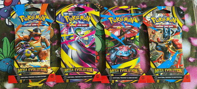 Pokemon TCG ME01 Mega Evolution Sleeved Booster Pack Lot of 4 (Art Set)