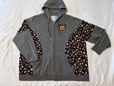 Disney Halloween Zip Up Hoodie Gray Pumpkin Jack-O-Lantern Ghost Bats Size 1X