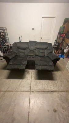 Dark Gray Reclining Loveseat Sofa with Cup Holders, Contemporary,Electric 