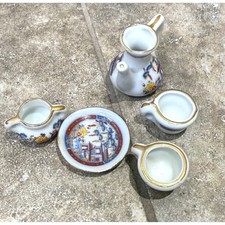 Vintage Miniature Porcelain Tea Set Dollhouse Asian Scene
