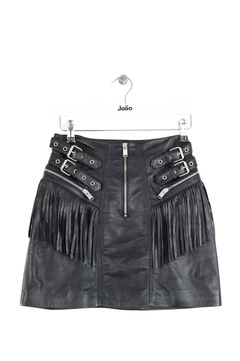 Mini jupe en cuir noire Saint Laurent XS
