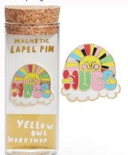Yellow Owl Workshop Magnetic Rainbow HUGS Lapel Pin NIB