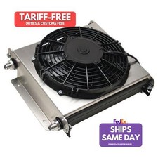 Derale DER15870 Plate Type Aluminum Fluid Cooler and Fan Universal Performance