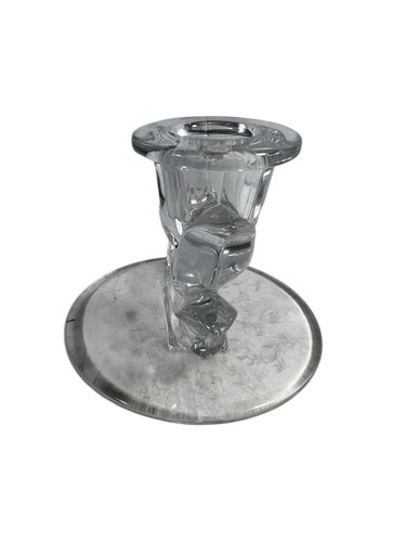 Vintage Fostoria Baroque Glass Taper Candle Holder Chintz Floral Etching - Picture 6 of 11