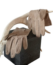 Vintage Gray Leather Gloves by Superb Gloves SIZE 6 1/4  Made in France