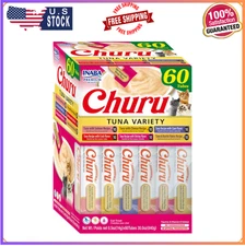 INABA Churu Cat Treats, Grain-Free, Lickable, Squeezable Creamy, 60 Servings