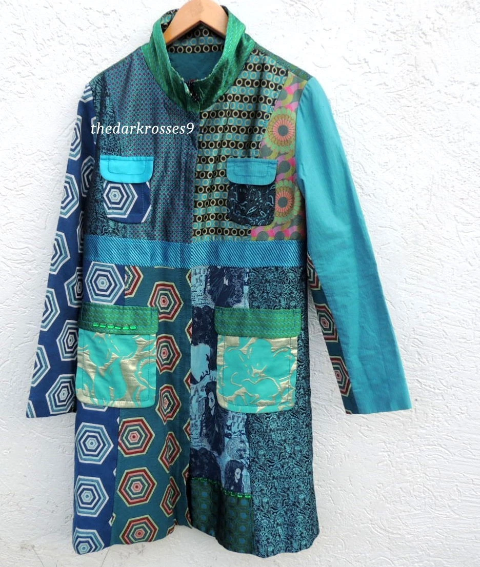 Desigual Mantel Patchwork gr.46 Stickerei Tailliert Boho neuwertig