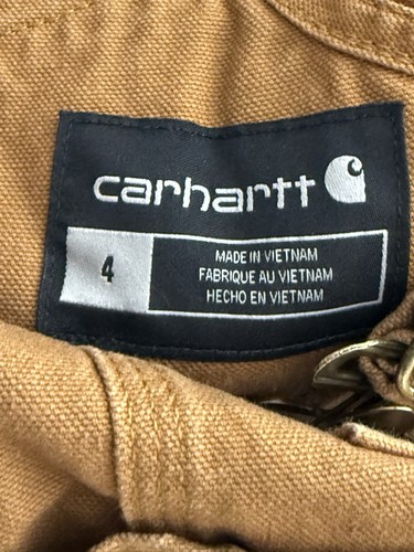 Carhartt Bib Overalls Boys Size 4 Double Knee Canvas Brown OX8625-B Lined - Picture 5 of 7