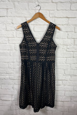 NEW LOFT Womens Black Lace Overlay Sleeveless Fit and Flare Dress Size 4