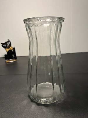 Vintage MCM Fluted Clear Glass Vase Panel Mold Flower Vase 4.5x9 