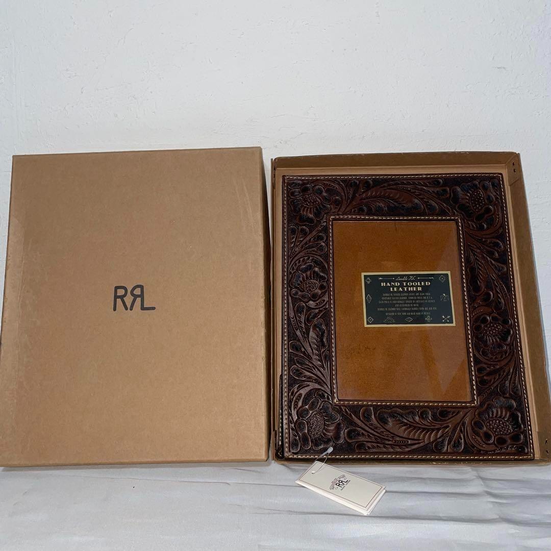 RRL Lauren Ralph Leather Carving Stand Photo Brown Frame w/box tag
