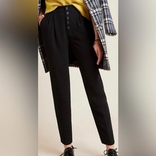 Anthropologie Sasha Button Fly Tapered black Trouser size 8