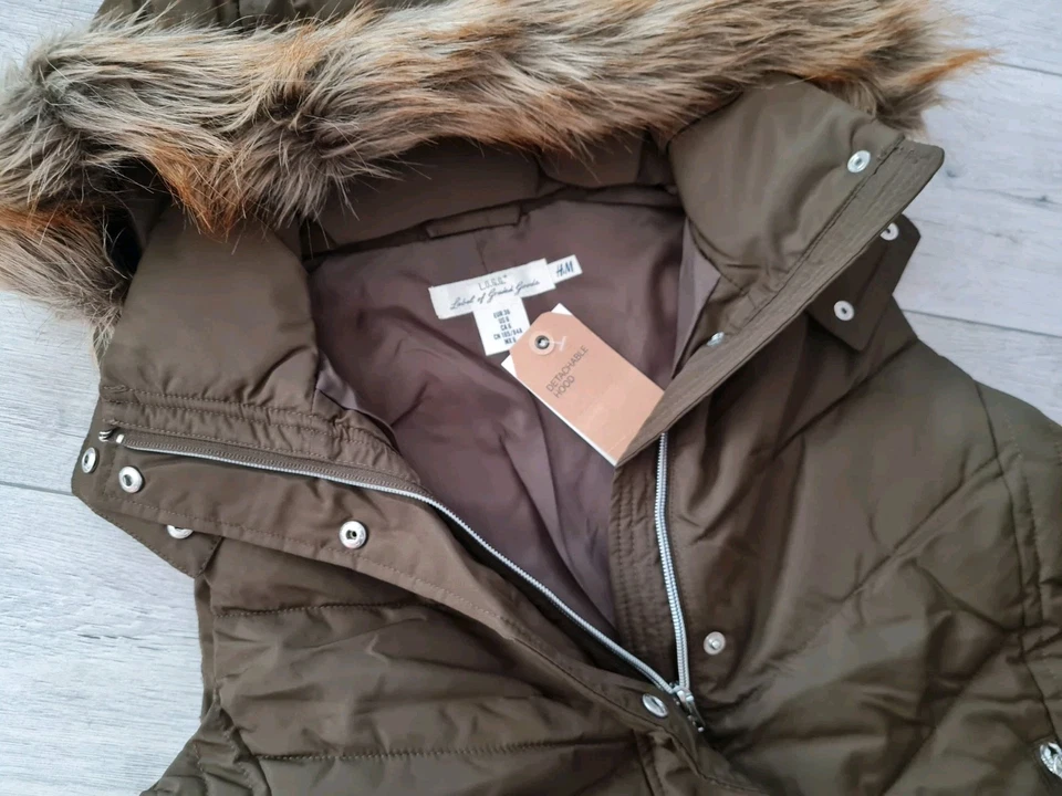 Steppweste mit Kapuze & Fellimitat ~ H&M L.O.G.G. braun Gr. 36 - Bild 4 von 4