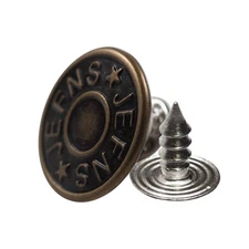 20 Set Jeans Buttons Replacement 17mm Metal Snap Denim Kit with Rivets