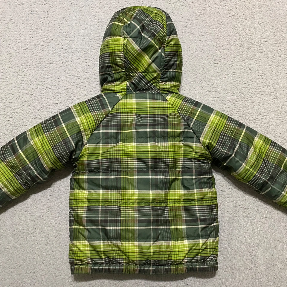 巴塔哥尼亚双面部落夹克婴儿12个月绿色格子夏尔巴内衬连帽 — 第 2/4 张图片