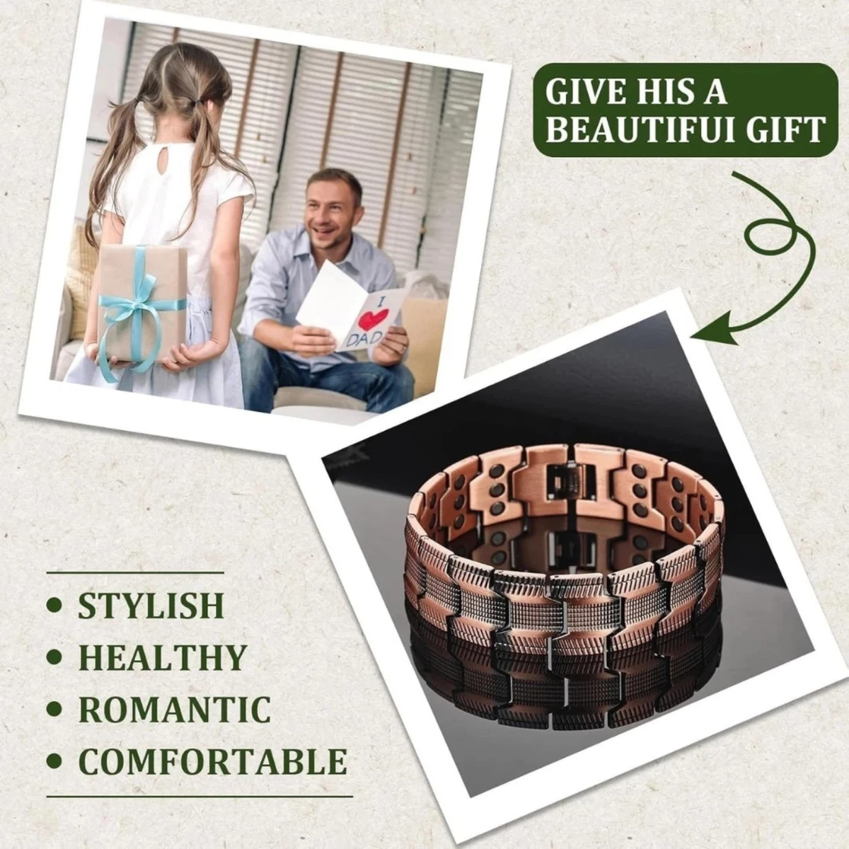 3X Pure Copper Magnetic Therapy Bracelet Arthritis Pain Relief Men Healing AU