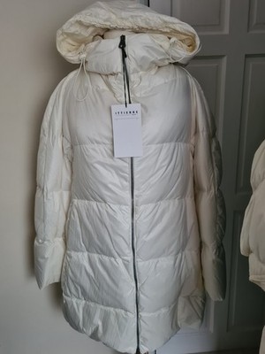 Ermanno Scervino Designer Womens White Long Feather Down Jacket Coat Size 40/M