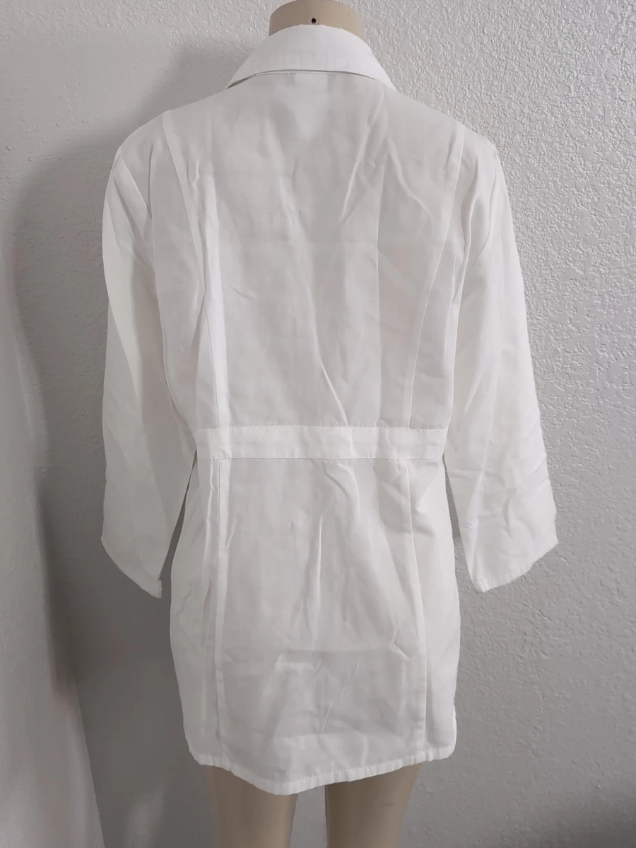Baby Phat White Lab Coat Embroidered Collar Size Medium Long Sleeve Button Up