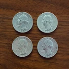 Lot of 4 Silver (90%) Washington Quarters - Junk Silver - Free Shipping