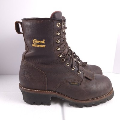 CHIPPEWA 8'' INSULATED Waterproof Steel Toe Logger Brown Boots Size 11 XW 73060
