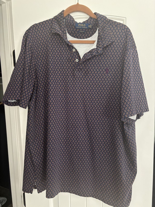 RALPH LAUREN BLUE WITH PURPLE PAISLEY POLO SHIRT 2XL