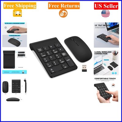 Wireless Numeric Keypad 18 Keys with Wireless Mouse for Laptop & PC Black