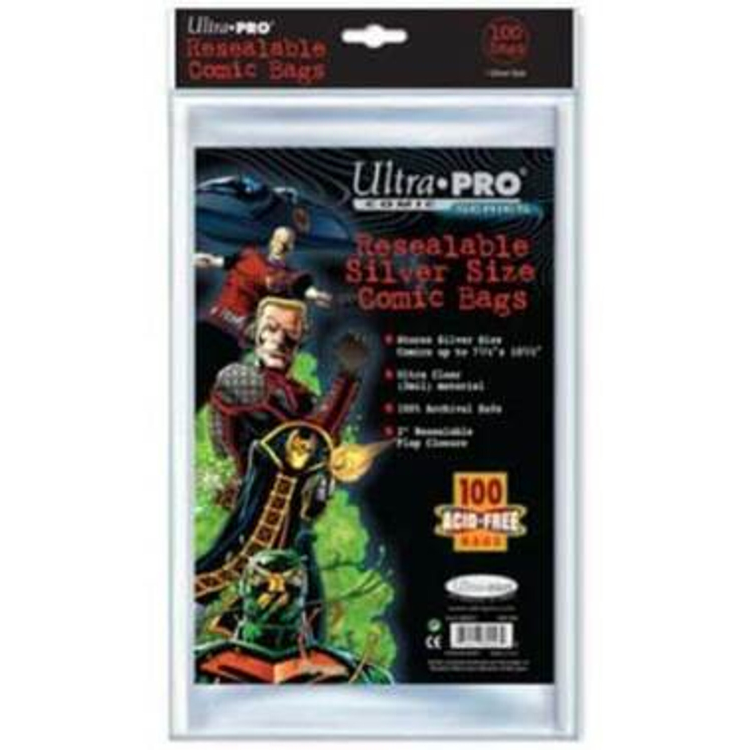 Серебристый Размер 7-1 / 4 X 10-3 / 8 Закрывающихся сумок для комиксов Ultra Pro UPR82227