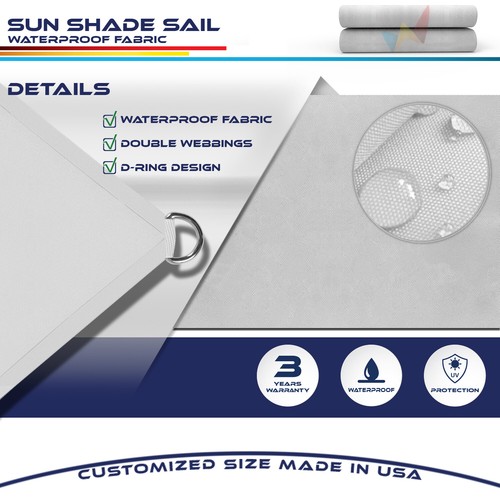 11FT Outdoor Straight Edge Sun Shade Sail Heavy Duty Waterproof UV Blocker Cover - Picture 13 of 51