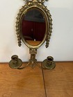Antique Vintage Brass Pagoda MIRROR WALL SCONCE candle holder Chinoiserie — photo 3