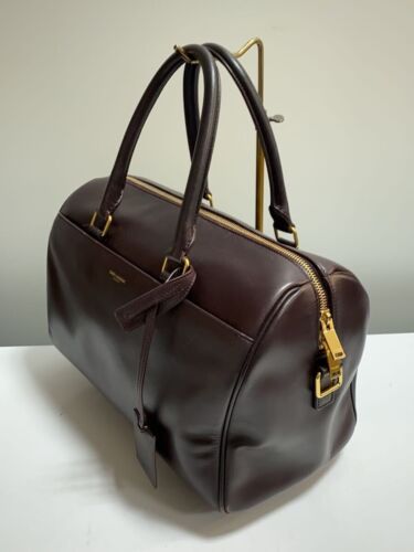 Bolso de Hombro Saint Laurent Cuero de Lona 2 Vías Mini Boston Burdeos Usado - Imagen 3 de 8