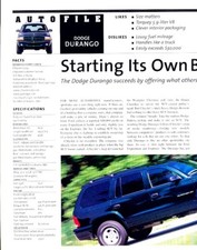 1999 Dodge Durango Original Car Review Report Print Article J972