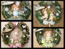 Türkranz Ostern Hase natur  weiß grün rosa türkis Landhaus Shabby Osterkranz