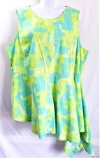 LANE BRYANT Size 20 Dress Uneven Hem Hi Low Green Blue Sleeveless Womens Plus
