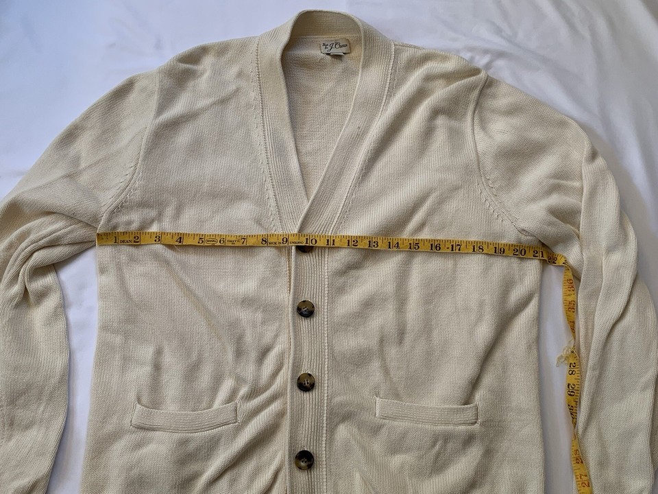 J.CREW MEN Heritage 100 Cotton Knit Cardigan Sweater White Medium Big