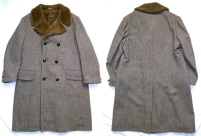 Vintage 80s Brooks Brothers 46L Faux Fur Collar Lining Wool