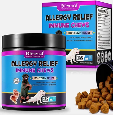 150 Oimmal Allergy Releif Immune Dog Chews Treats Itchy Skin