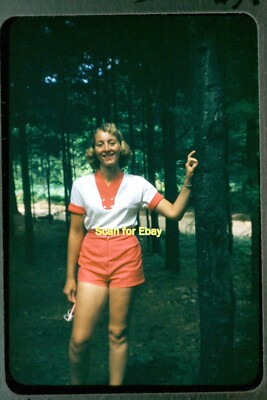 Blonde Woman at Chase, Lake, New York in 1957, Kodachrome Slide aa 17-29a