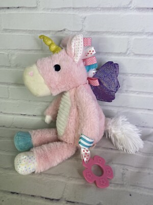 Make Believe Ideas Plush Unicorn Pink Stuffed Animal Toy Rattle Teether Toy 