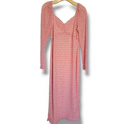 House of Aama for Target women's pink polka-dot sweetheart mesh lined midi dress