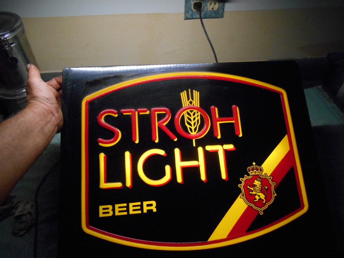 Vintage STROHS BEER Plastic Light Up Neon Sign Game Room Man Cave