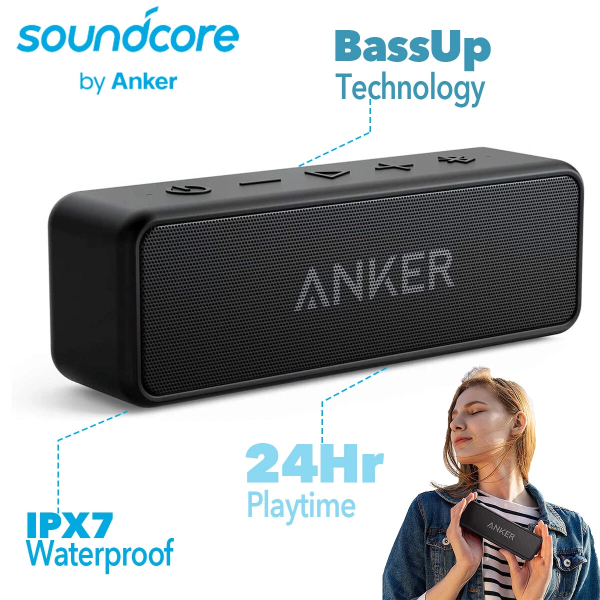 Anker eBay Speaker Play Soundcore Wireless 24h Sound 2 Stereo Outdoor | Bass Bluetooth