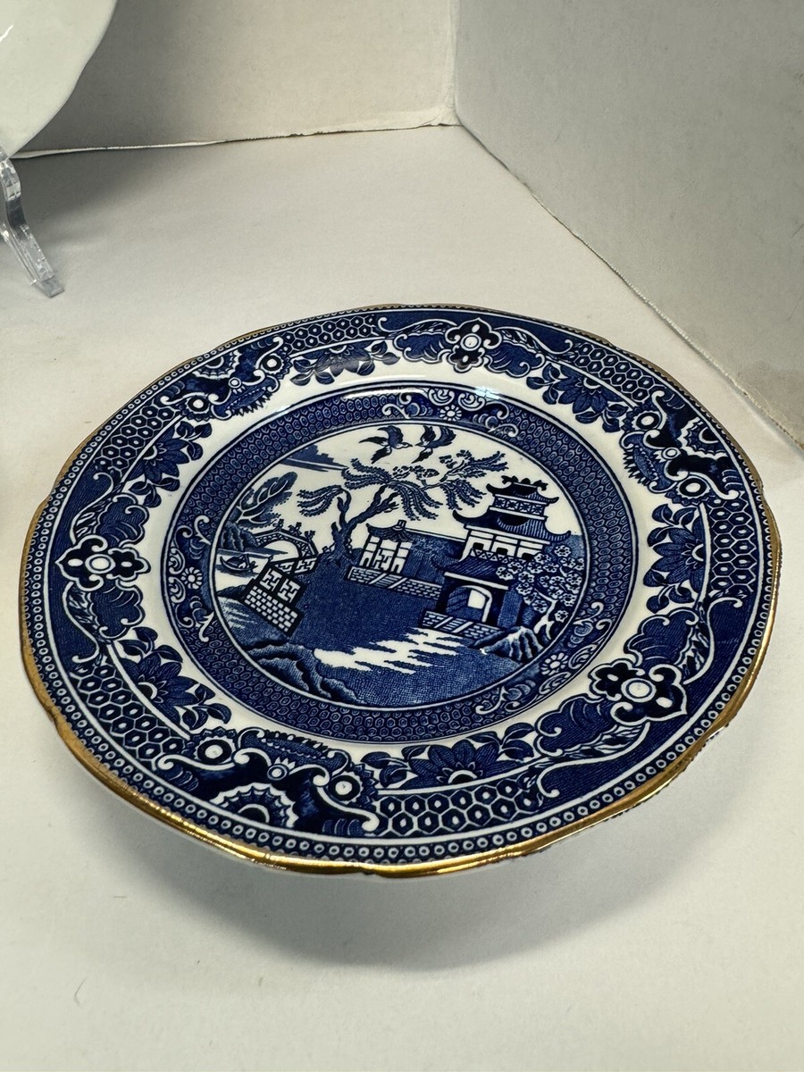 Burgess Leigh Burleigh Ware WILLOW Blue Gold Trim 5pc Place